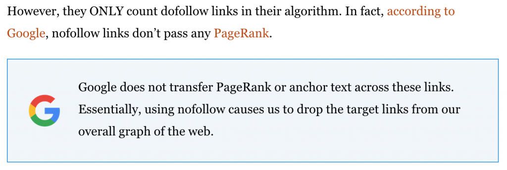 Backlinko nofollow açıklaması