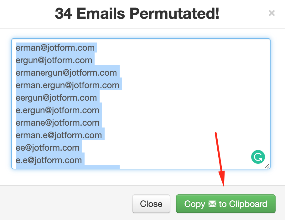 Gmail To alanına Email Permutator sonuçlarını yapıştırarak doğrulama