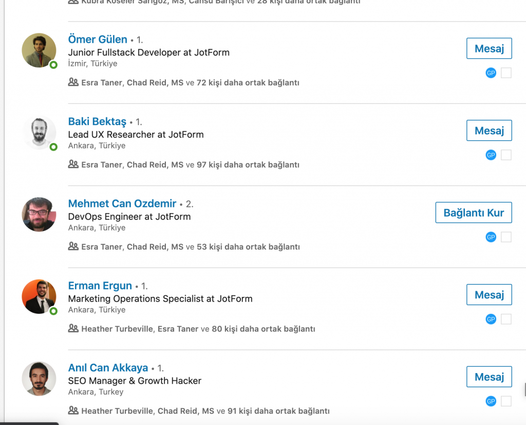 LinkedIn profil sayfasından iş tanımı ile kişi bulma